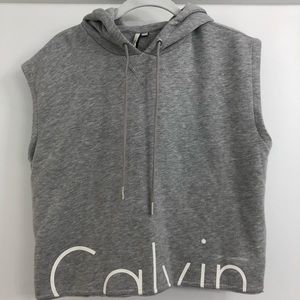 Gray Calvin Klein Cut Off Hoodie